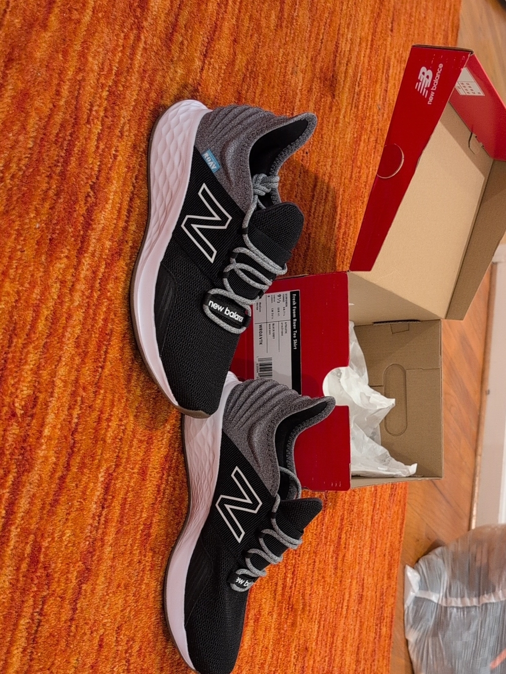 New Balance Black and Gray Women's Knit Athletic Sneakers